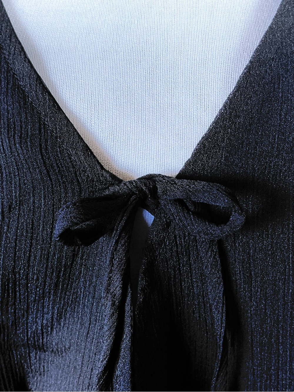 Dolls Kill Current Mood Peasant Top Black Sheer Double Tie Front Peplum Goth L - Picture 4 of 8